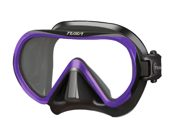 TUSA Ino Mask – Premium Single Lens Scuba Diving Mask with 3D SYNQ Technology Black Silicone Vivid Purple

