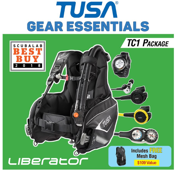 TUSA Liberator TC1 Premium Dive Package – BCD, TC1 Computer, RS-1001 Regulator & Gear Set