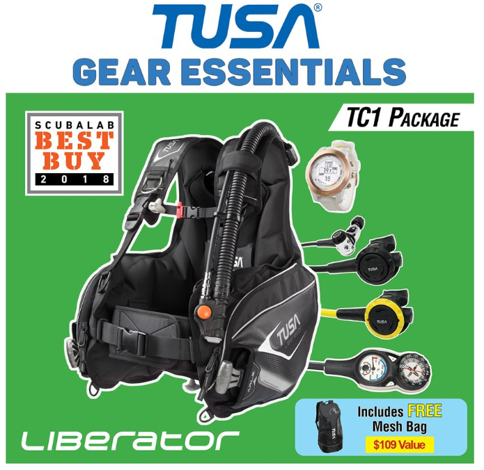 TUSA Liberator TC1 Premium Dive Package – BCD, TC1 Computer, RS-1001 Regulator & Gear Set
