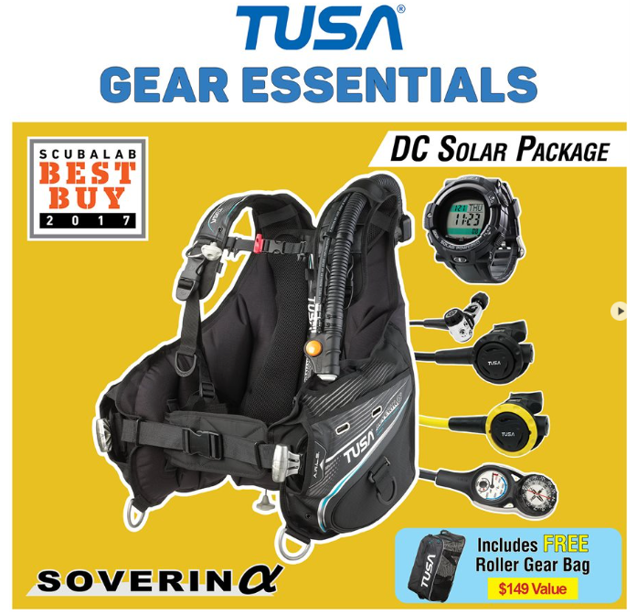 TUSA Soverin Alpha DC Solar Premium Dive Package – RS-1001 Regulator & Solar Dive Computer