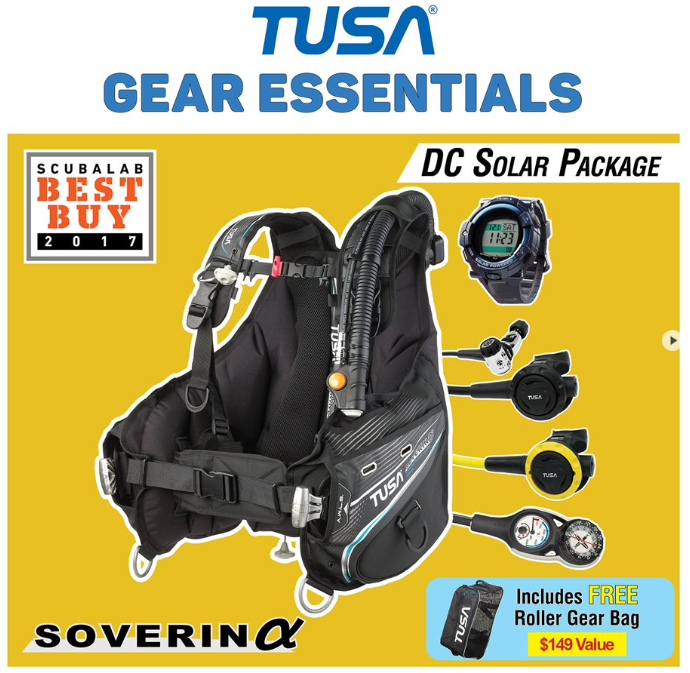 TUSA Soverin Alpha DC Solar Premium Dive Package – RS-1001 Regulator & Solar Dive Computer