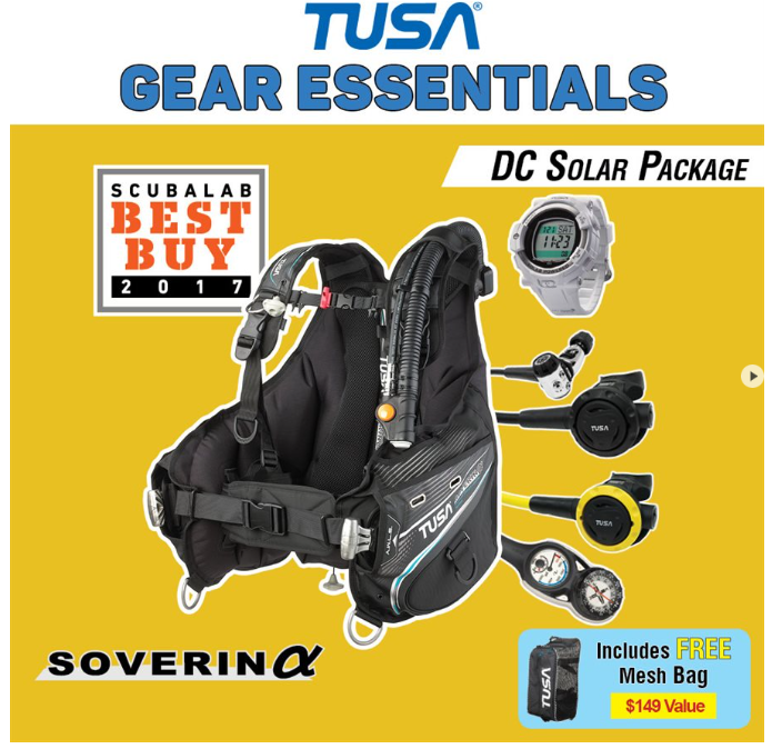TUSA Soverin Alpha DC Solar Premium Dive Package – RS-1001 Regulator & Solar Dive Computer