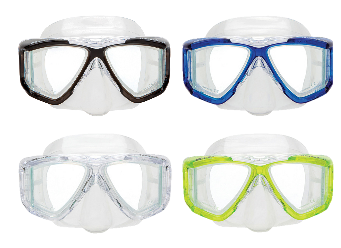 XS Scuba Fusion 2 Jr. Mask – Youth & Small Face Dive Mask with Crystal Silicone Skirt