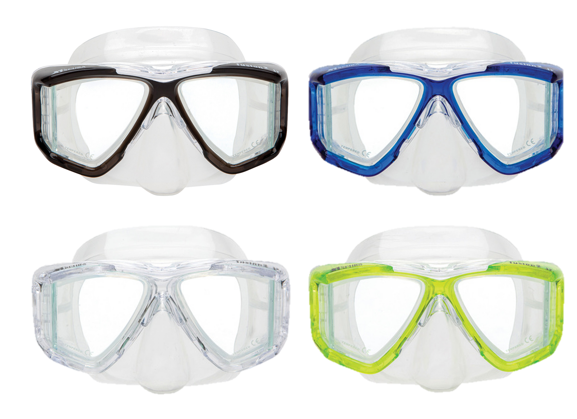XS Scuba Fusion 2 Jr. Mask – Youth & Small Face Dive Mask with Crystal Silicone Skirt