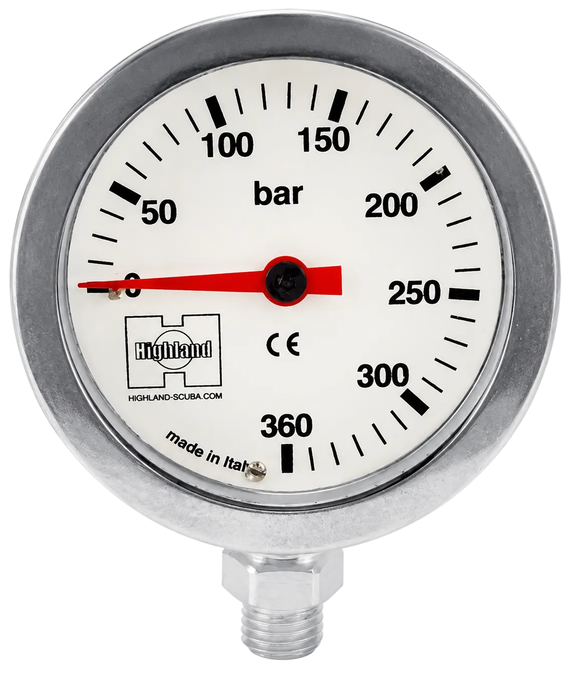XS Scuba Highland Brass & Glass SPG – Italian Made Scuba Pressure Gauge BAR