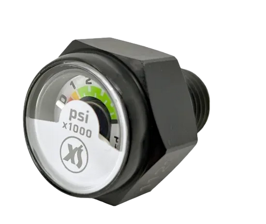 XS Scuba Pony Bottle Gauge – Compact Backup Air Pressure Gauge Black