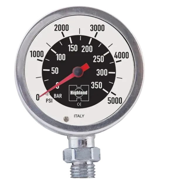 
XS Scuba Highland Brass & Glass SPG – Italian Made Scuba Pressure Gauge Dual Scale