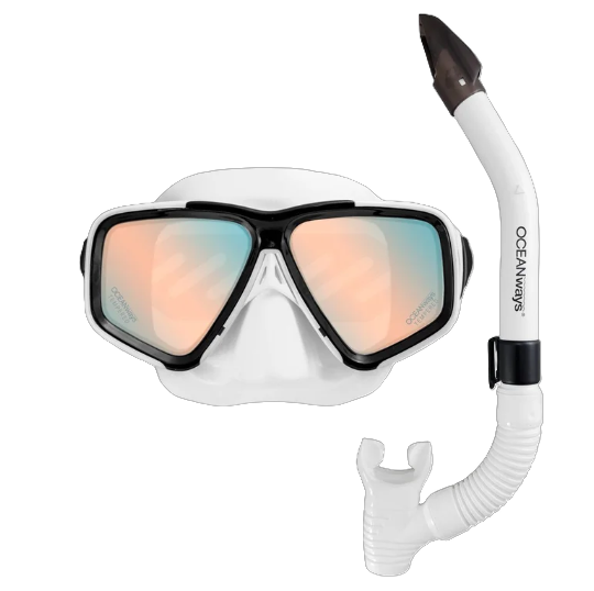 XS Scuba OceanWays SeeSharp Mask & Snorkel Combo – High Definition Snorkeling Set White