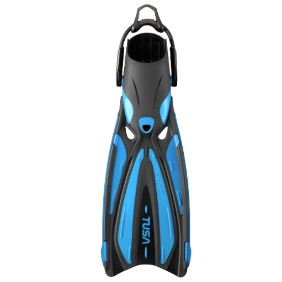 TUSA Solla Fin with Bungee Strap – High-Performance Open Heel Scuba Diving Fin Fishtail Blue