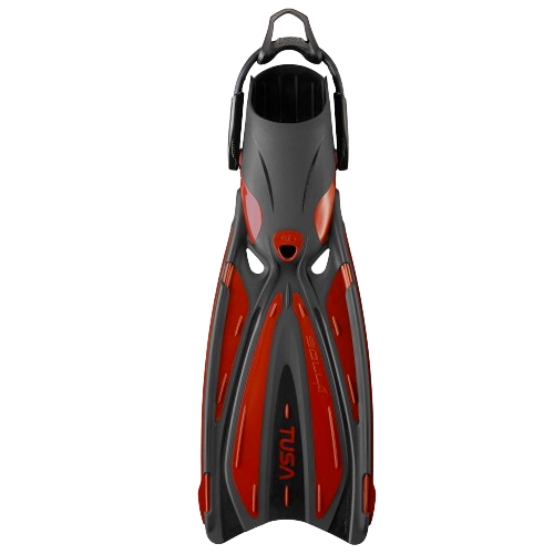 TUSA Solla Fin with Bungee Strap – High-Performance Open Heel Scuba Diving Fin Metallic Dark Red
